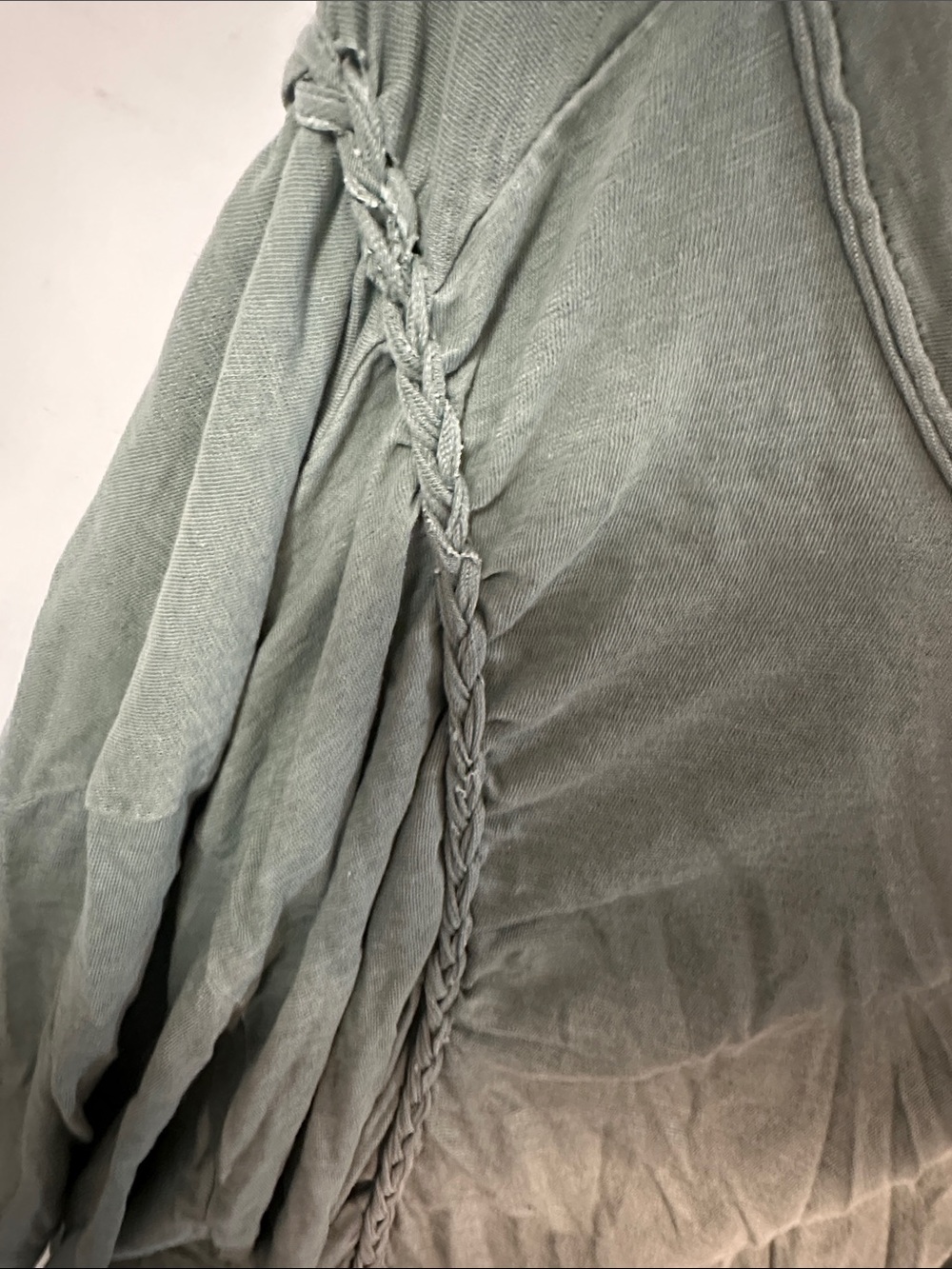 Free People Washed Sage Green Braided-Seam Tunic size m - Picture 3 of 4
